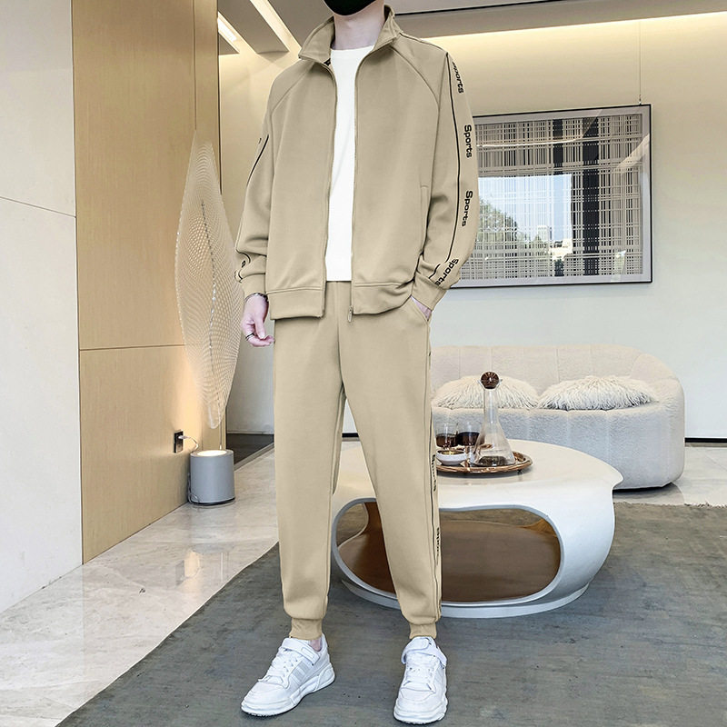 质量超级好休闲套装男春季新款韩版青年开衫印花卫衣运动服两件套