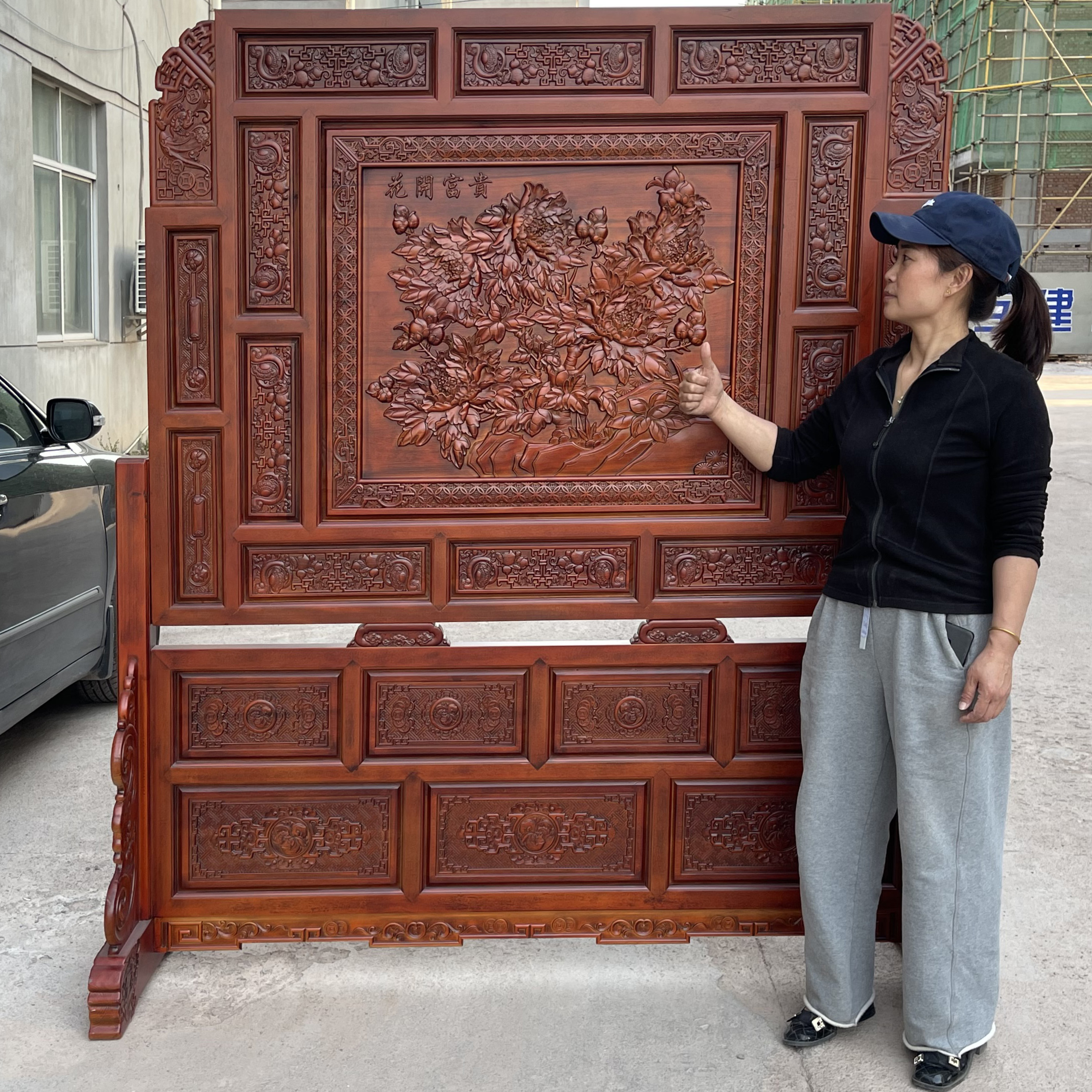 东阳木雕双面雕花隔断屏风插屏