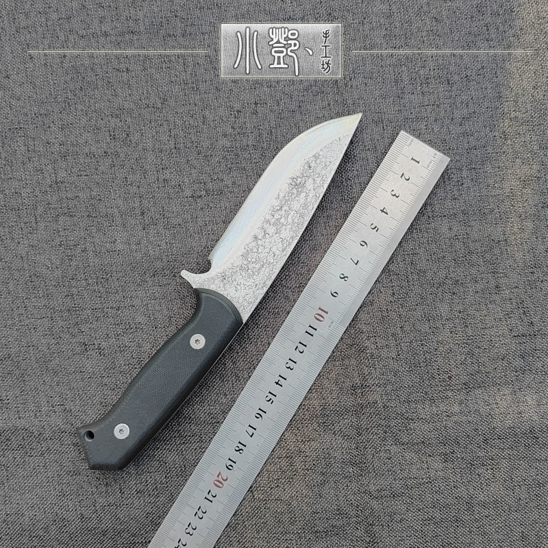 直刀户外刀防身长刀短刀带护手野外求生排障刀锻打刀手工刀锋利硬