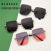 简约多边形太阳镜女大脸高档显脸小ins新款 时尚 眼镜防晒墨镜大框