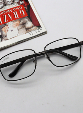 玻璃镜片平光镜金属架驾驶镜白色透明镜片男士黑框方形蛤蟆镜方框