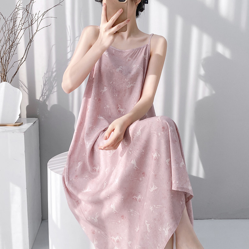 吊带棉绸睡裙女春夏季新款睡衣家居服日系甜美少女学生绵绸连衣裙