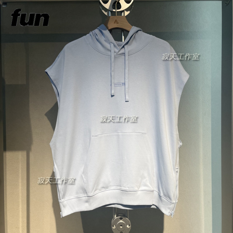 fun潮牌男女宽松无袖薄卫衣加菲猫连帽马甲背心23夏新款fgu13202l
