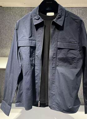 CK Jeans 26春夏新款男士休闲大口袋双拉链翻领衬衫式外套4RF103G