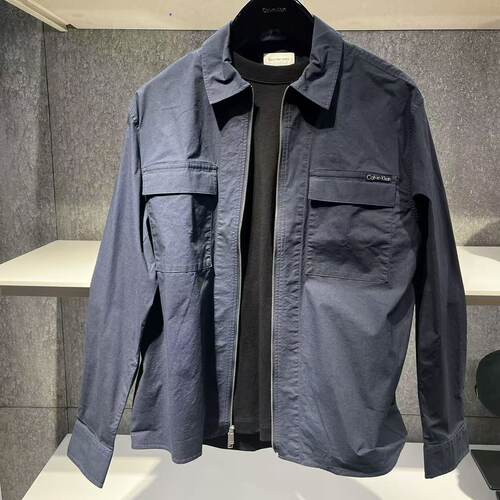 CK Jeans 26春夏新款男士休闲大口袋双拉链翻领衬衫式外套4RF103G