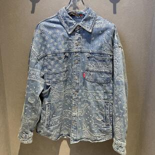 Fun潮牌国内专柜代购25年早春新款提花翻领长袖牛仔衬衫FMC45102L