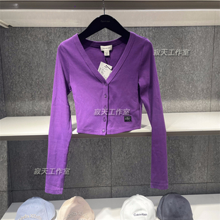 47C204G国内代购CK Jeans25早秋女士辣妹经典绣标罗纹V领针织开衫