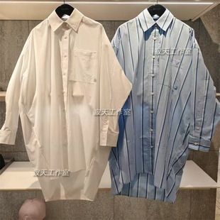 CK Jeans 25春夏新款女士纯棉休闲通勤条纹宽松衬衫连衣裙47AB009