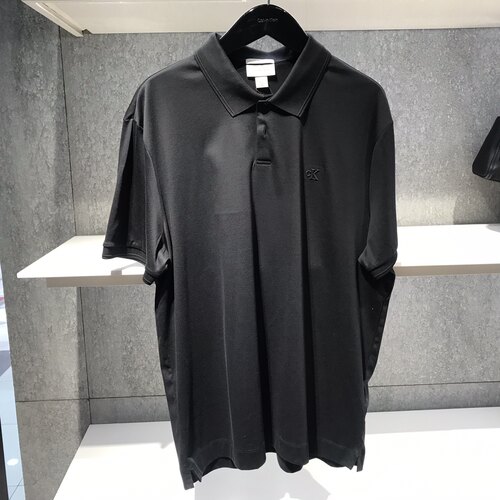 Calvin Klein 男士黑色纯棉短袖Polo衫 款号4RF299G左胸刺绣标