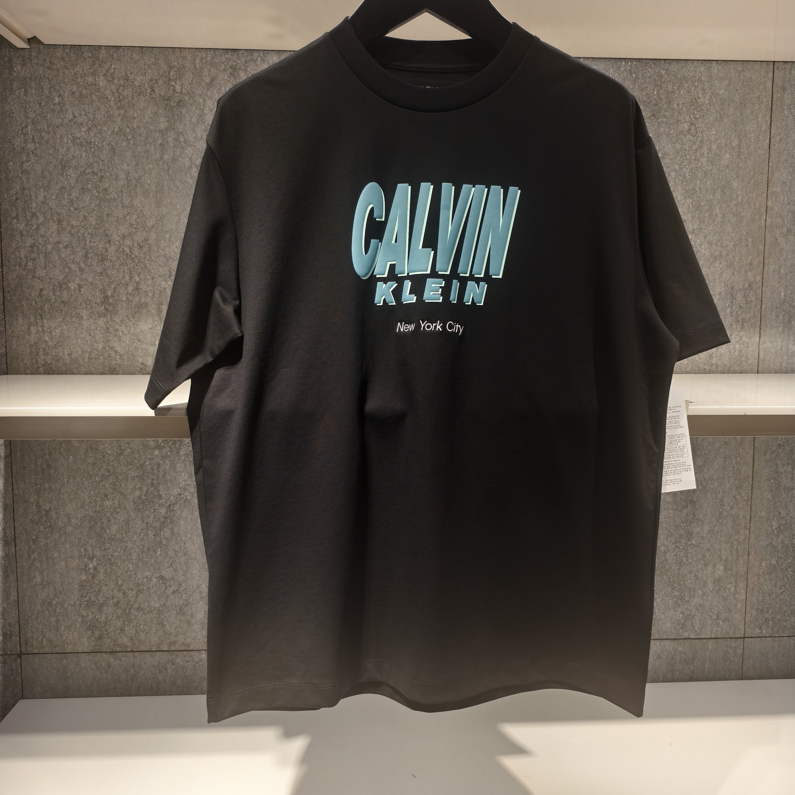Calvin Klein/CK Jeans26夏男装简约字母印花圆领短袖T恤A4RG839G