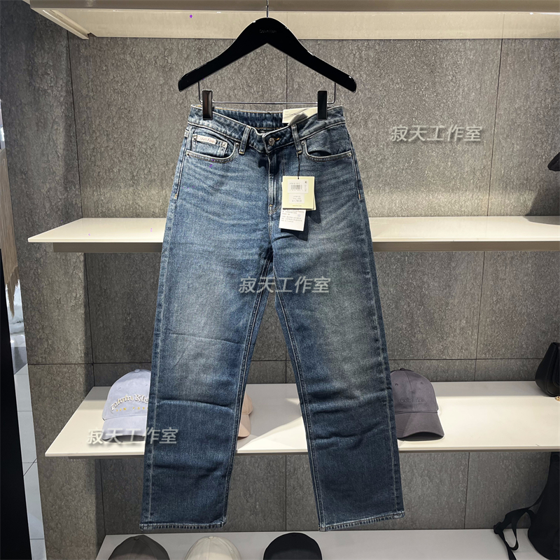 【复刻90系列】CK Jeans25秋季女美式复古微弹直筒牛仔裤47D813G