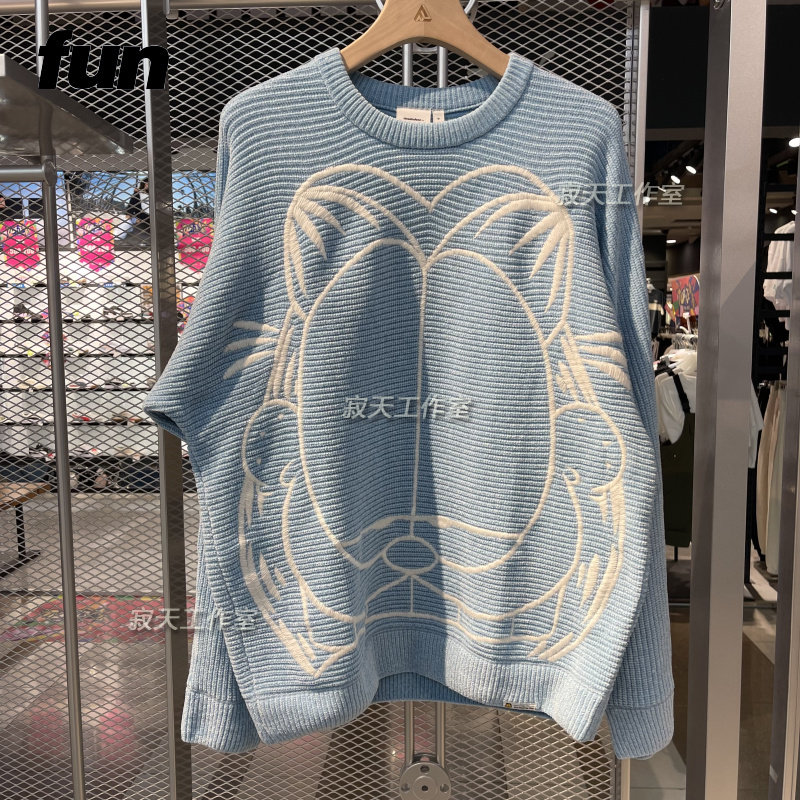 速发fun潮牌2022秋冬新款男女情侣加菲猫宽松圆领毛衫fgy12301l/b