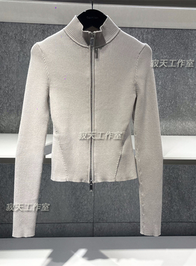 44D369G国内代购CK Jeans25秋新款女士优雅罗纹修身拉链针织开衫