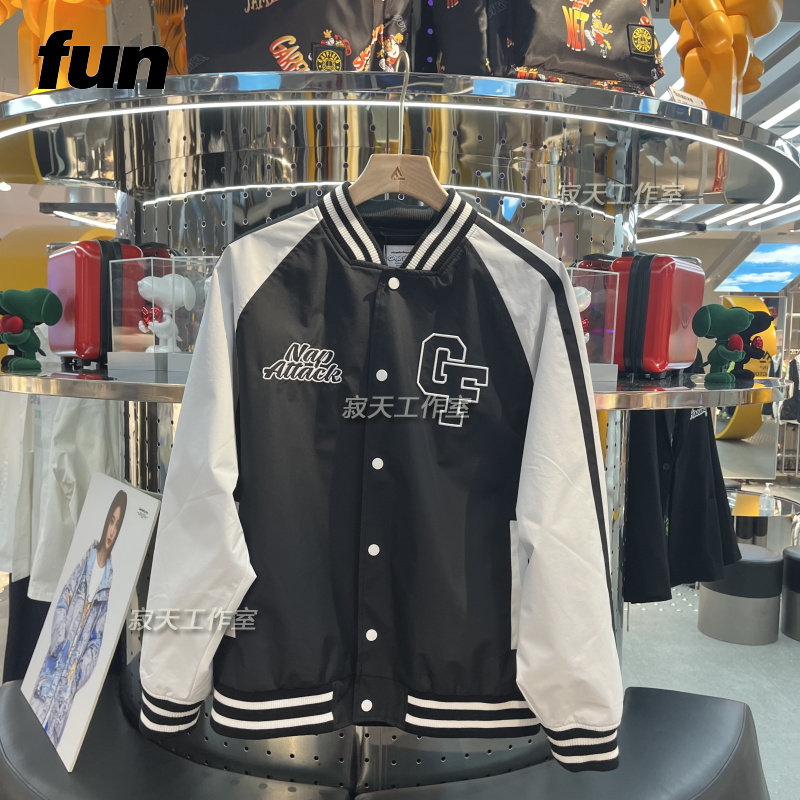 fun潮牌男女同款棒球服加菲猫拼色夹克外套2023春季新款fgw33104b