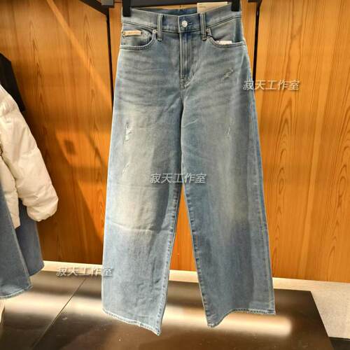 47AB737 CK Jeans25春夏新款女士美式复古微弹洗水宽松阔腿牛仔裤