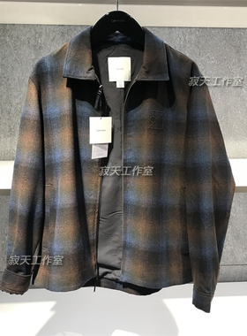 CK Jeans专柜正品 2025秋新款男士羊毛混纺法兰绒格纹外套4LD425G