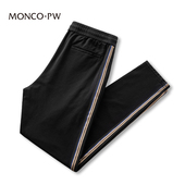 男2024春夏款 潮流直筒四季 休闲裤 蒙口透气侧边条纹运动裤 男长裤