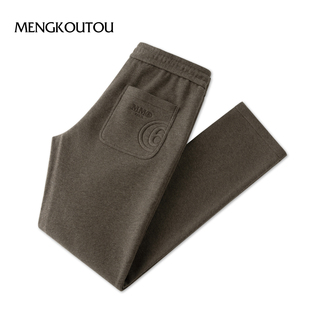 蒙口透男士休闲裤2025撞色保暖加绒厚款长裤简约舒适经典百搭长裤