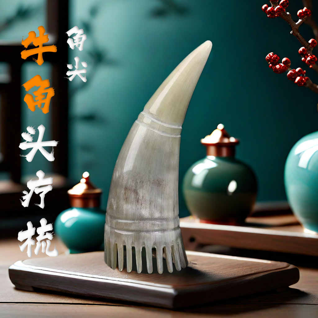 天然厚实水牛角刮痧按摩梳子头部穴位疏通经络梳牛角梳头疗养生梳