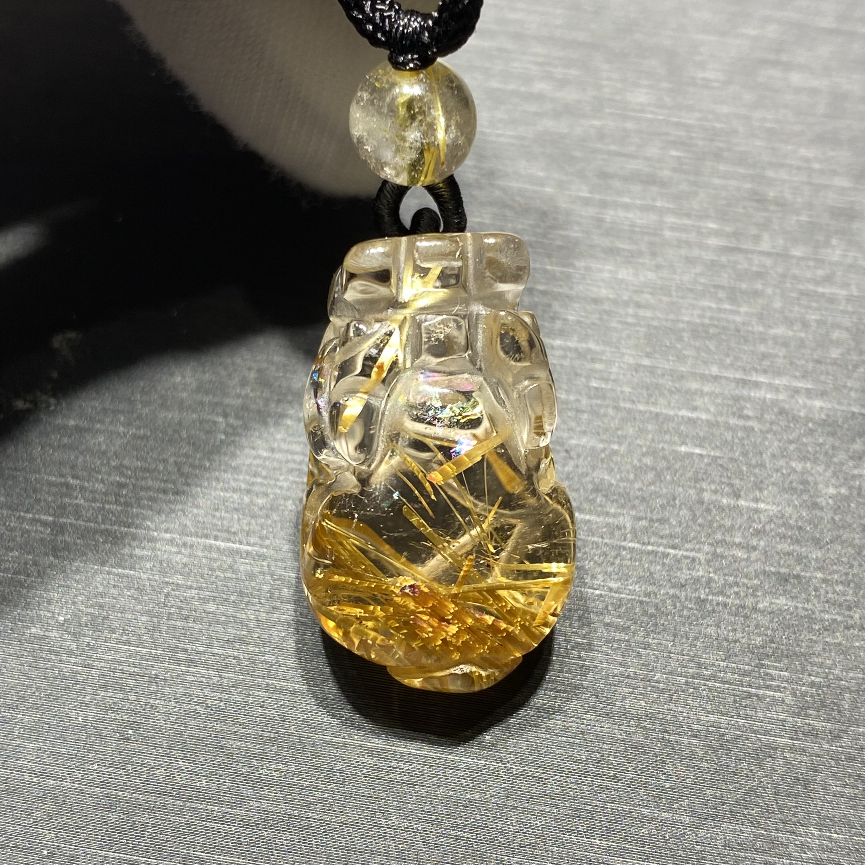 天然钛晶貔貅吊坠水晶挂件招财男女款 规格:26.5*16*12毫米