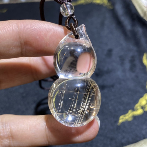 天然发晶葫芦吊坠水晶葫芦挂件男女款 规格:46*24*18毫米
