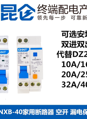 正泰NXB-40 NXBLE-40 1P+N 空气开关 漏电开关 双进双出代替DZ267