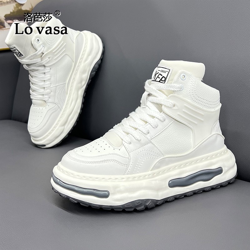 Lovasa男鞋冬季款2025新款加绒保暖高帮休闲板鞋厚底运动老爹鞋子