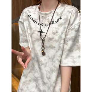 美式复古印花水洗做旧短袖男生夏季休闲T恤ins嘻哈百搭潮流情侣装