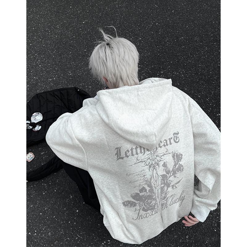 卫衣男士连帽秋冬季潮牌美式复古加绒加厚重磅2025新款套头衫衣服