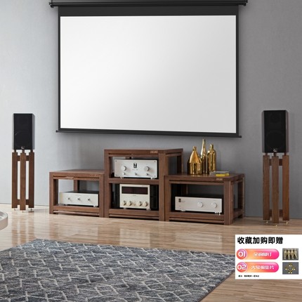 名匠功放架实木机柜音响架家用复古书架落地支架音箱支架功放机柜