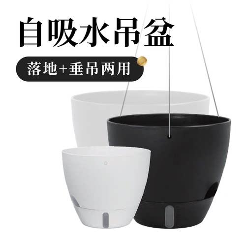 HOHO悬挂PP树脂吊盆加厚透气热植绿萝块根家用自吸水懒人花盆