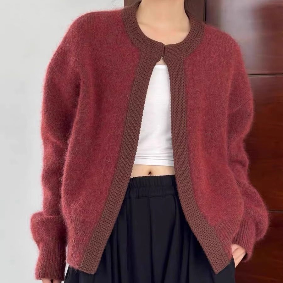 MACQNF正品2025秋冬高品质时尚显瘦百搭马海毛圆领针织衫MQ89229