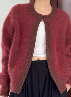 MACQNF正品2025秋冬高品质时尚显瘦百搭马海毛圆领针织衫MQ89229