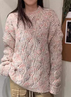 MACQNF正品2025秋新款时尚高品质百搭慵懒花线针织毛衣女MQ29569