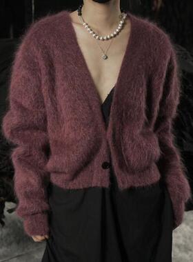 MACQNF正品2025秋冬款MQ89033高品质蝙蝠袖百搭马海毛短款针织衫