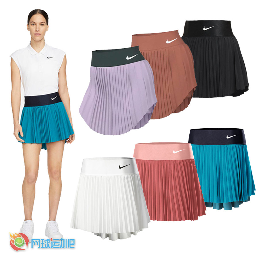 国外代购 Nike Summer 2022新款耐克女子网球裙短裙速干运动白色R