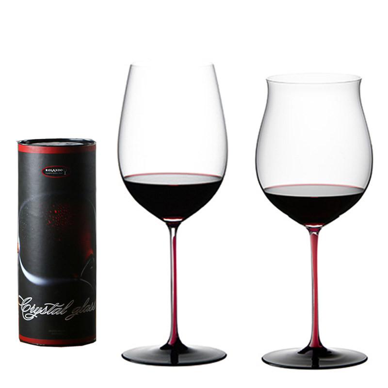 水晶玻璃红酒杯 高脚杯 红杆手工 家用葡萄酒杯 波尔多杯单只桶装