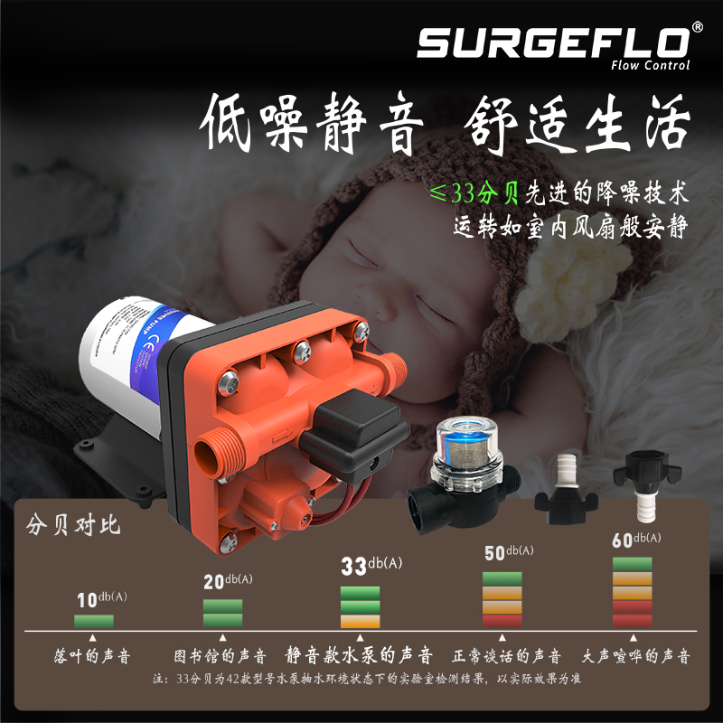 surgeflo42款四腔静音系列12V24V48V房车水泵直流真空自吸式电动