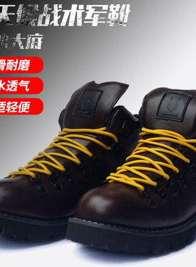 山脉之光防水男士超纤皮高帮工装靴男沙漠马丁靴男女短靴机车鞋