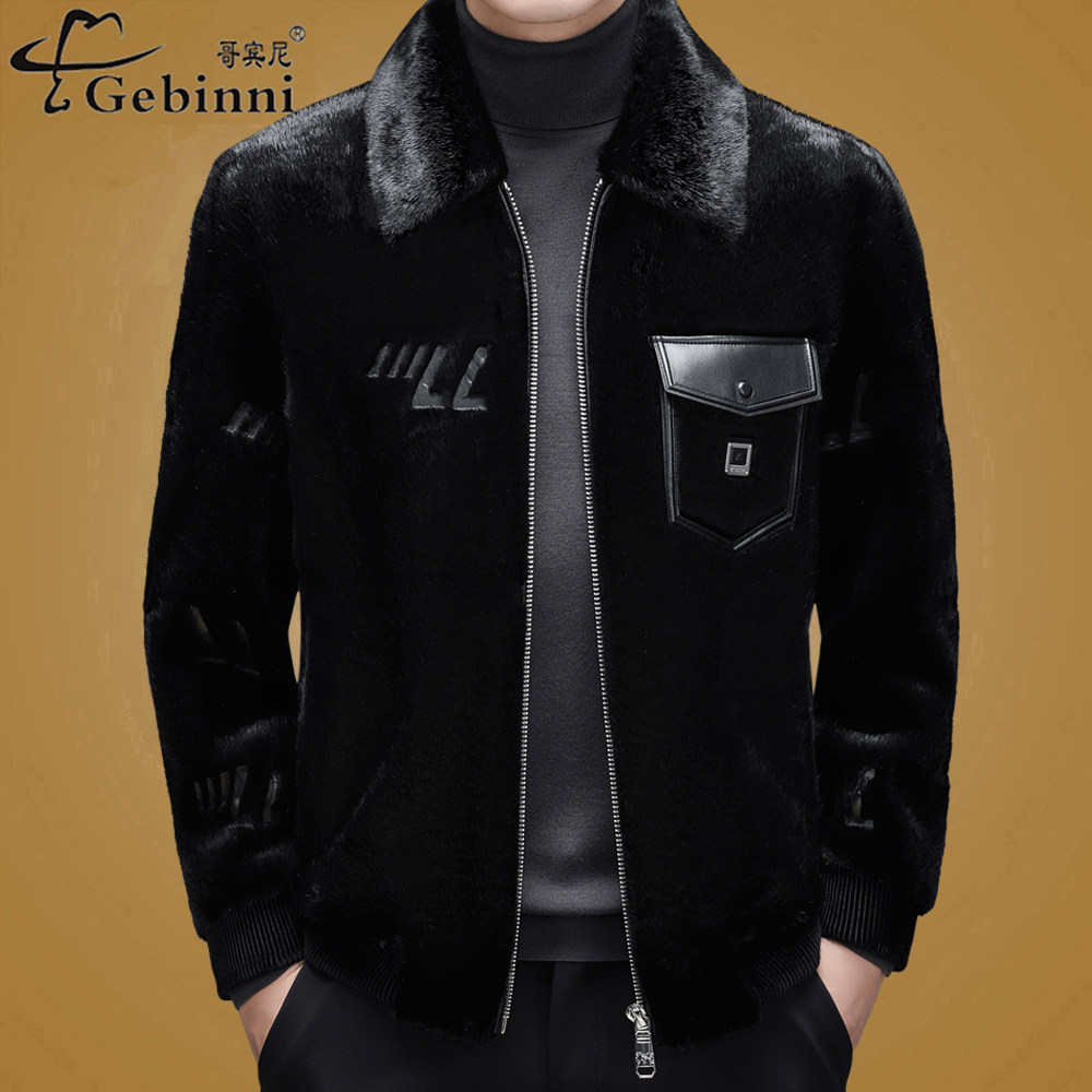 哥宾尼男士仿水貂毛皮草外套冬季加厚保暖翻领拉链金貂绒夹克商务,男装,皮草,淘宝优惠券,粉丝福利购,淘宝优惠卷