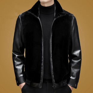 海宁正品鹅绒内胆金貂毛皮草外套男士连帽高端时尚冬季保暖爸爸装