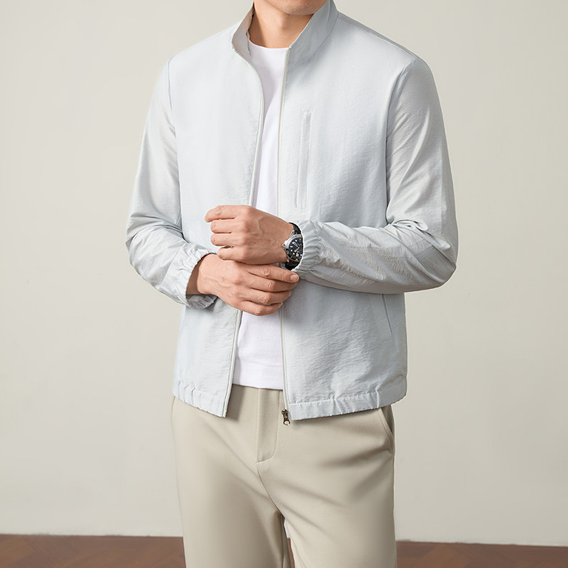 2026春装立领拉链轻薄夹克商务休闲简约透气中青年男士百搭外套潮