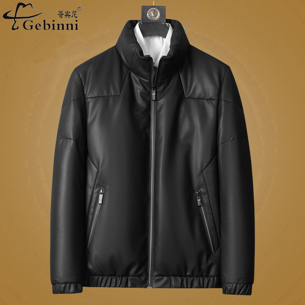 海宁冬季立领绵羊皮90白鸭绒皮衣