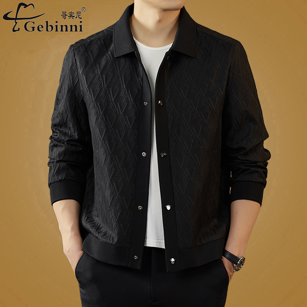 欧货2026春装翻领高端夹克男休闲风高级感中青年帅气男装外套潮流