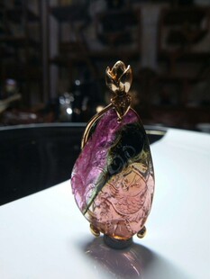 精品天然碧玺吊坠18K金精工镶嵌挂件正品 现货假一赔十欢迎打假