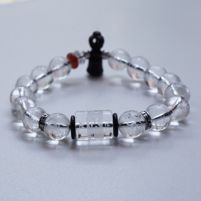 精品天然12mm佛珠白水晶手链正品高品质手串素雅假一赔十欢迎打假