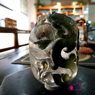 精品天然绿幽灵水晶吊坠正品天然绿幽灵金字塔龙挂件主事业主正财