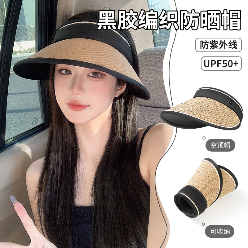 爱美夏季大檐可折叠空顶防晒帽