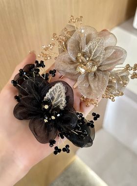 满天星欧根纱大肠发圈女高级感发绳盘发丸子头花头饰优雅时尚简约