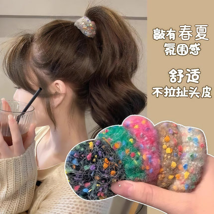 毛绒发圈毛线春夏高弹力耐用发绳丸子头马尾女扎头发的橡皮筋发饰